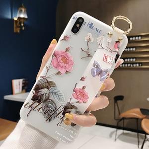 huismerk Bloemen patroon polsband zachte TPU beschermende case voor iPhone 6 plus & 6s plus (bloemen polsband model B)