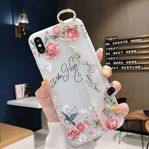 huismerk Bloemen patroon polsband zachte TPU beschermende case voor iPhone 6 plus & 6s plus (bloemen polsband model C)