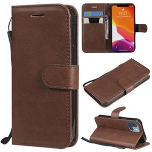 huismerk Pure Color Horizontal Flip Leather Case with Holder & Card Slots & Wallet & Lanyard For iPhone 13 mini(Brown)