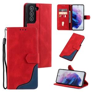 huismerk Drie-kleuren stiksels kalfstructuur horizontale flip lederen tas met houder & kaart slots & portemonnee voor Samsung Galaxy S21 + 5G