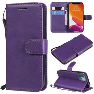 huismerk Pure Color Horizontal Flip Leather Case with Holder & Card Slots & Wallet & Lanyard For iPhone 13 mini(Purple)