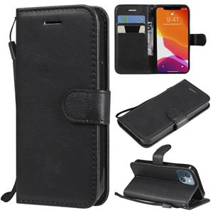 huismerk Pure Color Horizontal Flip Leather Case with Holder & Card Slots & Wallet & Lanyard For iPhone 13 mini(Black)