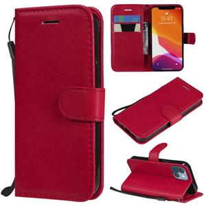 huismerk Pure Color Horizontal Flip Leather Case with Holder & Card Slots & Wallet & Lanyard For iPhone 13 mini(Red)