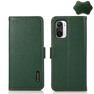 huismerk Voor Xiaomi Redmi K40 PRO / POCO F3 KHAZEH Side-Magnetic Litchi Echt leer RFID-telefooncase