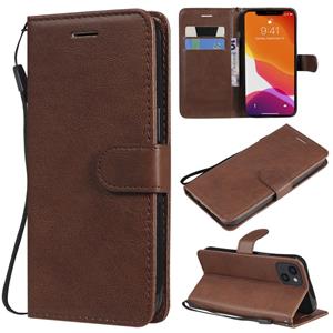 huismerk Pure Color Horizontal Flip Leather Case with Holder & Card Slots & Wallet & Lanyard For iPhone 13(Brown)