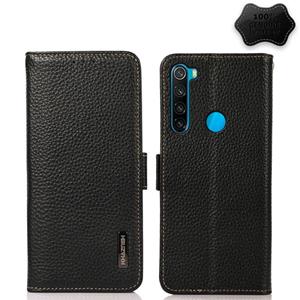 huismerk Voor Xiaomi Redmi Note 8 2021 Khazneh Side-Magnetic Litchi Echt leer RFID-telefoonhoesje