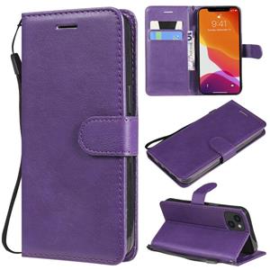 huismerk Pure Color Horizontal Flip Leather Case with Holder & Card Slots & Wallet & Lanyard For iPhone 13(Purple)