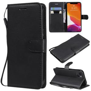 huismerk Pure Color Horizontal Flip Leather Case with Holder & Card Slots & Wallet & Lanyard For iPhone 13(Black)