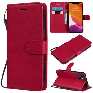 huismerk Pure Color Horizontal Flip Leather Case with Holder & Card Slots & Wallet & Lanyard For iPhone 13(Red)