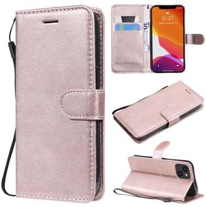 huismerk Pure Color Horizontal Flip Leather Case with Holder & Card Slots & Wallet & Lanyard For iPhone 13(Rose Gold)