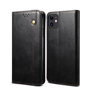 huismerk Simple Wax Crazy Horse Texture Horizontale Flip Lederen Case met Kaart Slots & Wallet Voor iPhone 12 mini(Zwart)