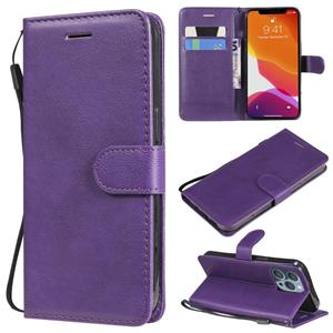 huismerk Pure Color Horizontal Flip Leather Case with Holder & Card Slots & Wallet & Lanyard For iPhone 13 Pro(Purple)