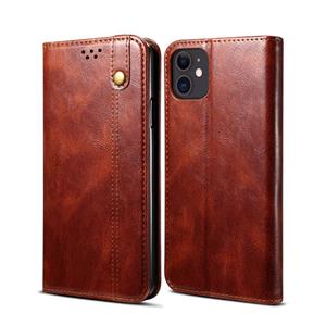 huismerk Simple Wax Crazy Horse Texture Horizontale Flip Lederen Case met Kaart Slots & Wallet Voor iPhone 12 mini(Bruin)