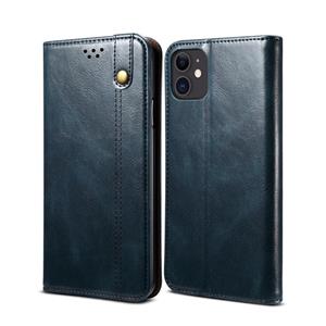 huismerk Simple Wax Crazy Horse Texture Horizontale Flip Lederen Case met Kaart Slots & Wallet Voor iPhone 12 mini(Navy Blue)