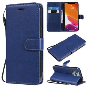 huismerk Pure kleur horizontale flip lederen geval met houder kaart slots &portemonnee &lanyard voor iPhone 13 Pro (blauw)