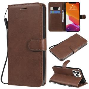 huismerk Pure Color Horizontal Flip Leather Case with Holder & Card Slots & Wallet & Lanyard For iPhone 13 Pro Max(Brown)