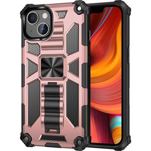 huismerk Armor Shockproof TPU + PC Magnetic Protective Case with Holder For iPhone 13 mini(Rose Gold)