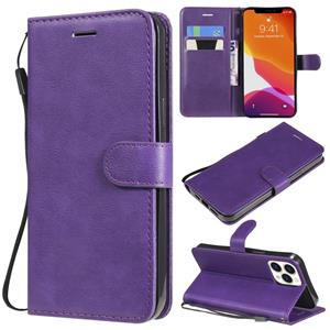 huismerk Pure Color Horizontal Flip Leather Case with Holder & Card Slots & Wallet & Lanyard For iPhone 13 Pro Max(Purple)