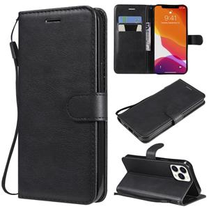 huismerk Pure Color Horizontal Flip Leather Case with Holder & Card Slots & Wallet & Lanyard For iPhone 13 Pro Max(Black)