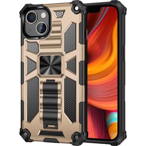 huismerk Armor Shockproof TPU + PC Magnetic Protective Case with Holder For iPhone 13 mini(Gold)