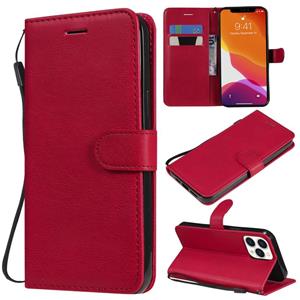 huismerk Pure Color Horizontal Flip Leather Case with Holder & Card Slots & Wallet & Lanyard For iPhone 13 Pro Max(Red)