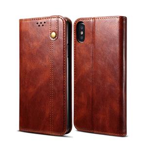 huismerk Simple Wax Crazy Horse Texture Horizontale Flip Lederen case met kaartslots & portemonnee voor iPhone XS / X(Bruin)