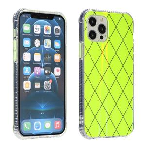 huismerk Laser Aurora Rhombic Grid TPU Protective Case For iPhone 13 mini(Fluorescent Green)