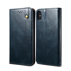 huismerk Simple Wax Crazy Horse Texture Horizontale Flip Lederen case met kaartslots & portemonnee voor iPhone XS / X(Navy Blue)