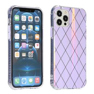 huismerk Laser Aurora Rhombic Grid TPU Protective Case For iPhone 13 mini(Purple)