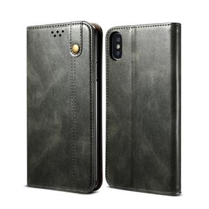 huismerk Simple Wax Crazy Horse Texture Horizontale Flip Lederen case met kaartslots & portemonnee voor iPhone XS / X(Donkergroen)