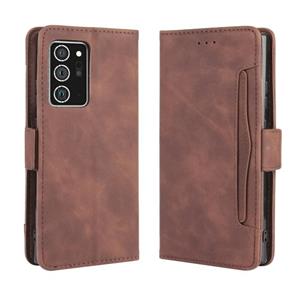 huismerk Voor Samsung Galaxy Note20 Ultra Wallet Style Skin Feel Calf Pattern Leather Case met aparte kaartsleuf (bruin)