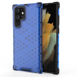 huismerk For Samsung Galaxy S22 Ultra 5G Honeycomb PC + TPU Phone Case(Blue)