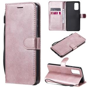 huismerk Voor Samsung Galaxy A32 4G Solid Color Horizontal Flip Beschermend Lederen Case Met Houder & Card Slots & Portemonnee & Photo Frame & Lanyard (Rose Go