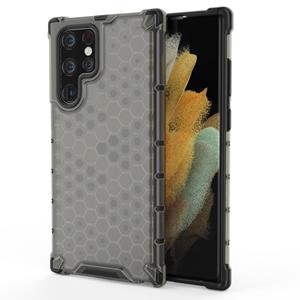 huismerk For Samsung Galaxy S22 Ultra 5G Honeycomb PC + TPU Phone Case(Black)