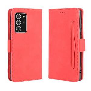 huismerk Voor Samsung Galaxy Note20 Ultra Wallet Style Skin Feel Calf Pattern Leather Case met aparte kaartsleuf (rood)