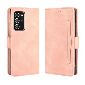 huismerk Voor Samsung Galaxy Note20 Ultra Wallet Style Skin Feel Calf Pattern Leather Case met aparte kaartsleuf (roze)