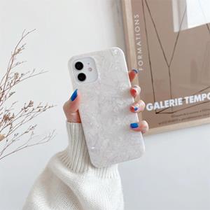 huismerk Shell Texture IMD Half-Coverage TPU beschermhoes voor iPhone 12 Mini