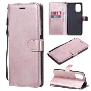 huismerk Voor Xiaomi Redmi Note 10 4G Solid Color Horizontale Flip Bescherming Lederen Case met Houder & Card Slots & Portemonnee & Photo Frame & Lanyard (Rose