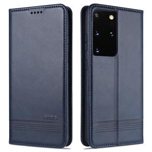 Voor Samsung Galaxy S21 Ultra 5G AZNS Magnetic Calf Texture Horizontale Flip Lederen case met kaartslots & portemonnee (donkerblauw)