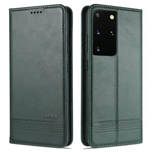 Voor Samsung Galaxy S21 Ultra 5G AZNS Magnetic Calf Texture Horizontale Flip Lederen case met kaartslots & portemonnee (donkergroen)