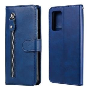 huismerk For OPPO Reno6 Pro 5G Fashion Calf Texture Zipper Horizontal Flip Leather Case with Holder & Card Slots & Wallet(Blue)