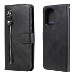 huismerk For Xiaomi Redmi K40 Fashion Calf Texture Zipper Horizontal Flip Leather Case with Holder & Card Slots & Wallet(Black)