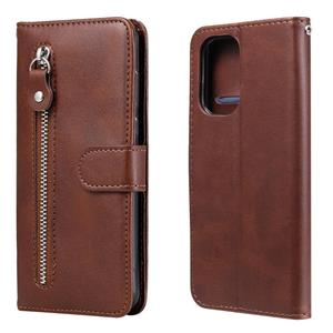 huismerk For Xiaomi Redmi K40 Fashion Calf Texture Zipper Horizontal Flip Leather Case with Holder & Card Slots & Wallet(Brown)