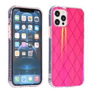 huismerk Laser Aurora Rhombic Grid TPU Protective Case For iPhone 13(Rose Red)