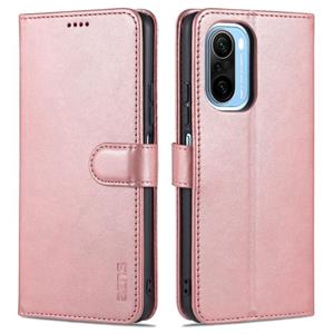 Voor Xiaomi Redmi K40 Pro Azns Skin Feel Calf Texture Horizontale Flip Lederen Case met Kaart Slots & Houder & Portemonnee (Rose Gold)