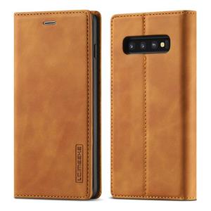 Voor Samsung Galaxy S10 LC.IMEEKE Sterk magnetisme Ultradun horizontaal flip schokbestendige matte TPU + PU lederen hoes met Holder & Card Slots & Wal