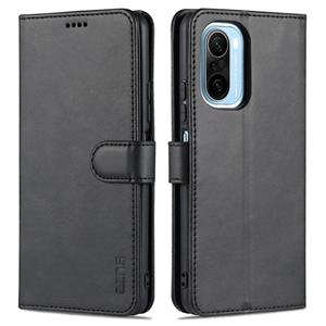 Voor Xiaomi Poco F3 Azns Skin Feel Calf Texture Horizontale Flip Leren Case met Kaart Slots & Houder & Portemonnee (Zwart)