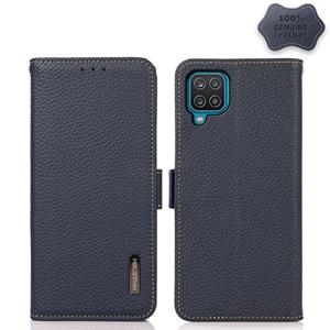 huismerk For Samsung Galaxy A42 5G KHAZNEH Side-Magnetic Litchi Genuine Leather RFID Phone Case(Blue)