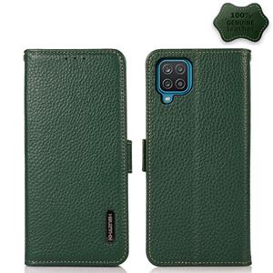 huismerk For Samsung Galaxy A42 5G KHAZNEH Side-Magnetic Litchi Genuine Leather RFID Phone Case(Green)