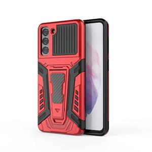 huismerk Voor Samsung Galaxy S21 5G War Chariot Series Armor All-inclusive Shockproof PC + TPU Beschermhoes met onzichtbare houder (rood)